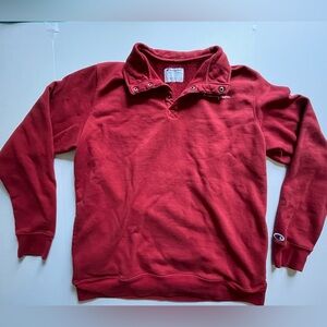 Champion Maroon Golf Pullover Fleece Button-Up XL